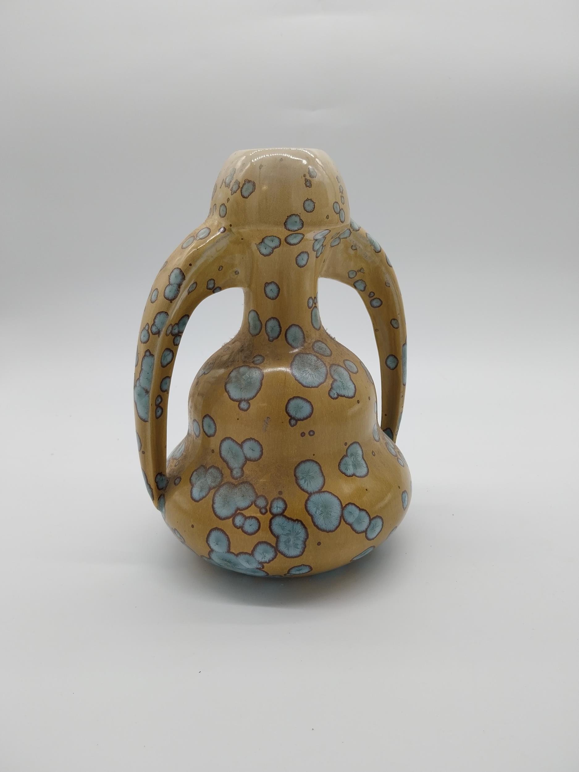 Early 20th C. French ceramic vase with two handles. {26 cm H x 20 cm W x 16 cm D}. - Image 5 of 6