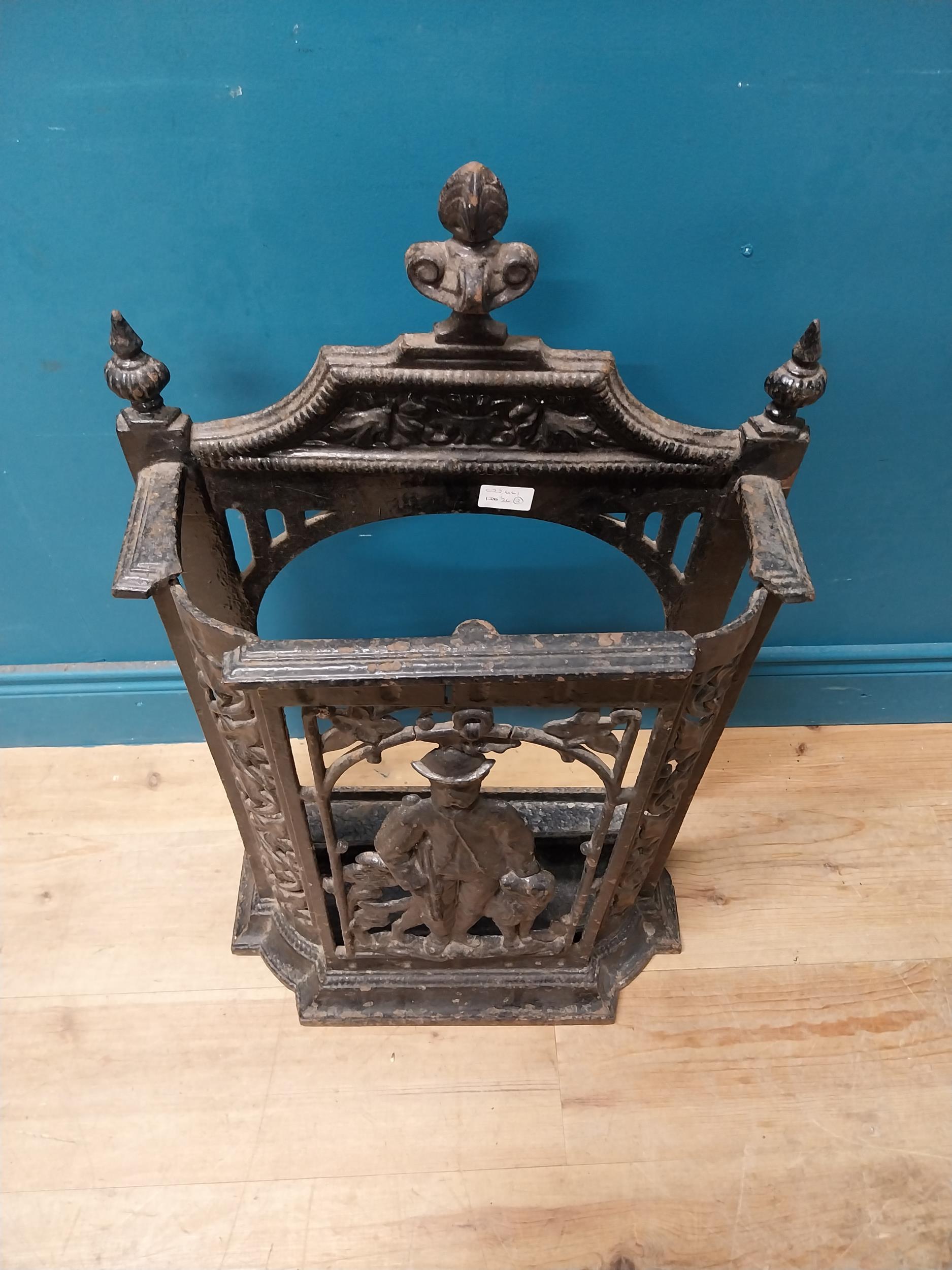 Decorative 19th C. cast iron stick stand {77 cm H x 46 cm W x 24 cm D}. - Image 4 of 6