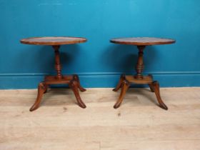 Pair of Regency style mahogany wine tables on turned columns. {46 cm H x 44 cm W x 36 cm D}.
