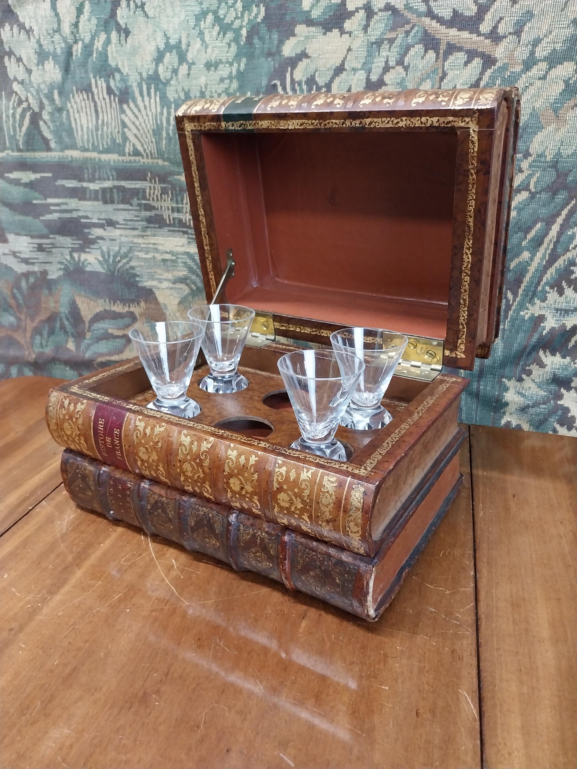 Early 20th C. decanter box in the form of books {19 cm H x 26 cm W x 21 cm D}. - Image 3 of 9