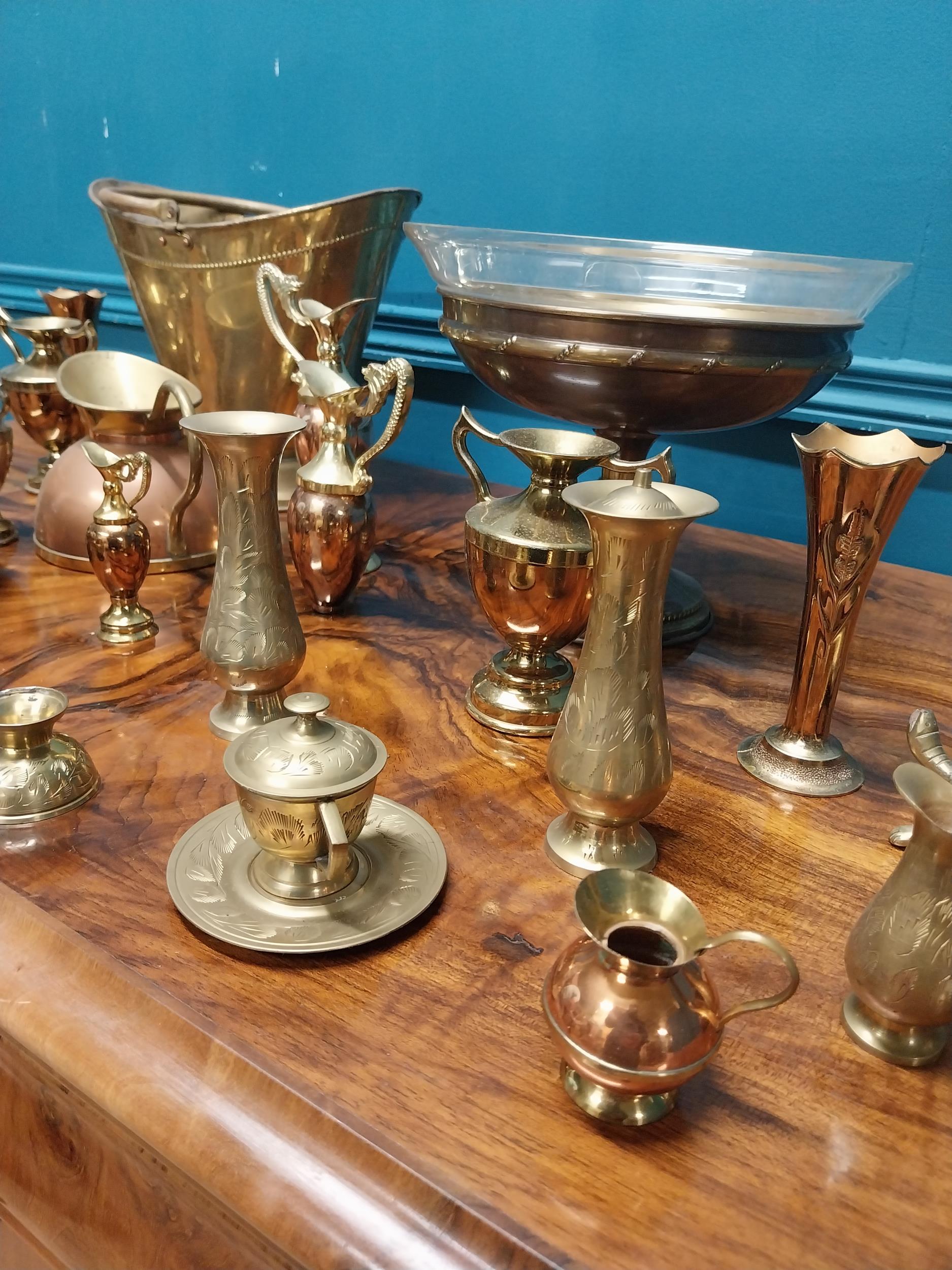 Large collection of 1950's brass including vases, bowls etc. - Image 5 of 9