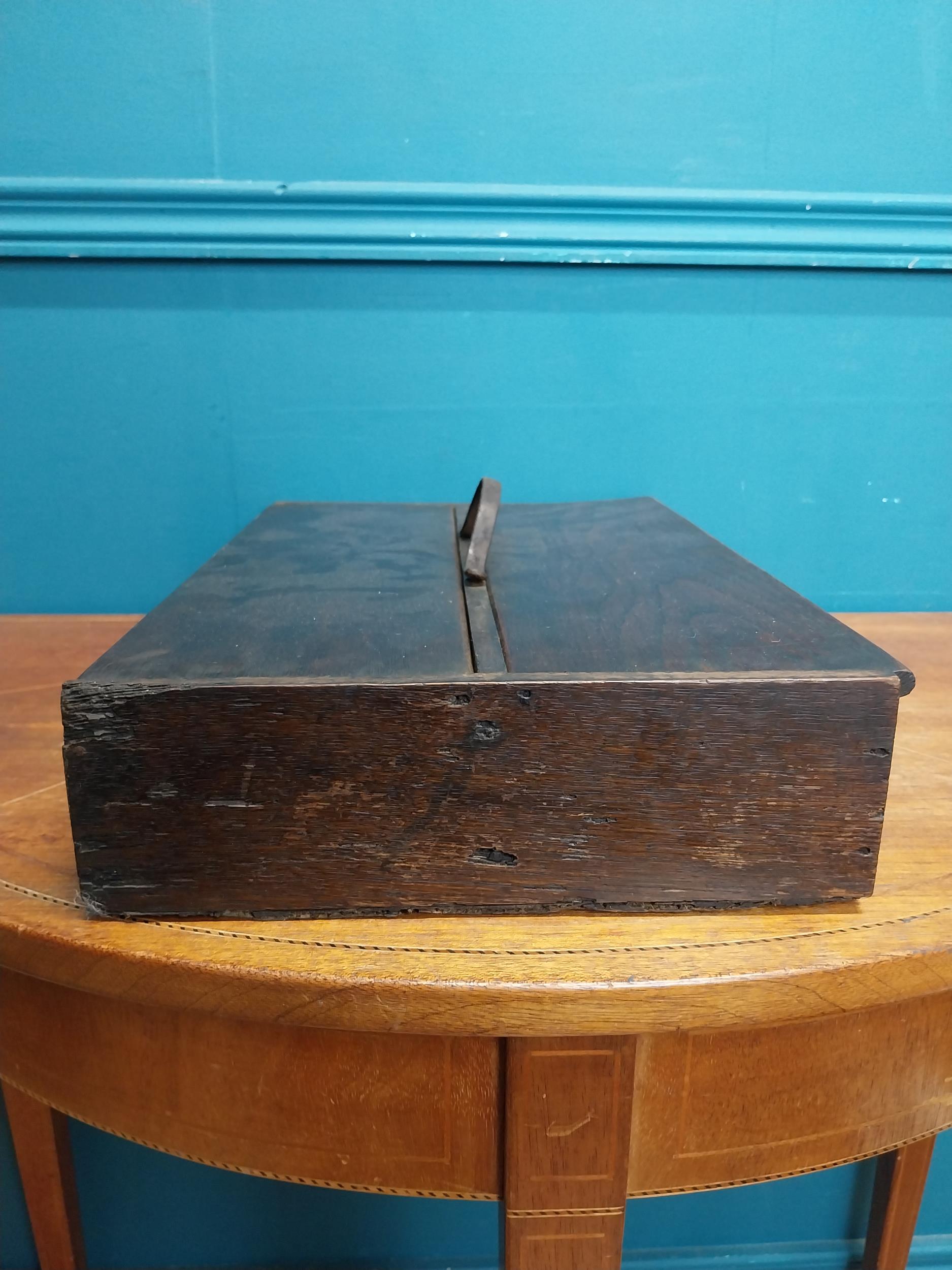 19th C. mahogany cutlery box with metal handle. {12 cm H x 20 cm W x 14 cm D}. - Image 4 of 6