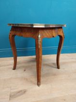 19th C. French kingwood lamp table with metal mounts. {53 cm H x 49 cm W x 46 cm D}.