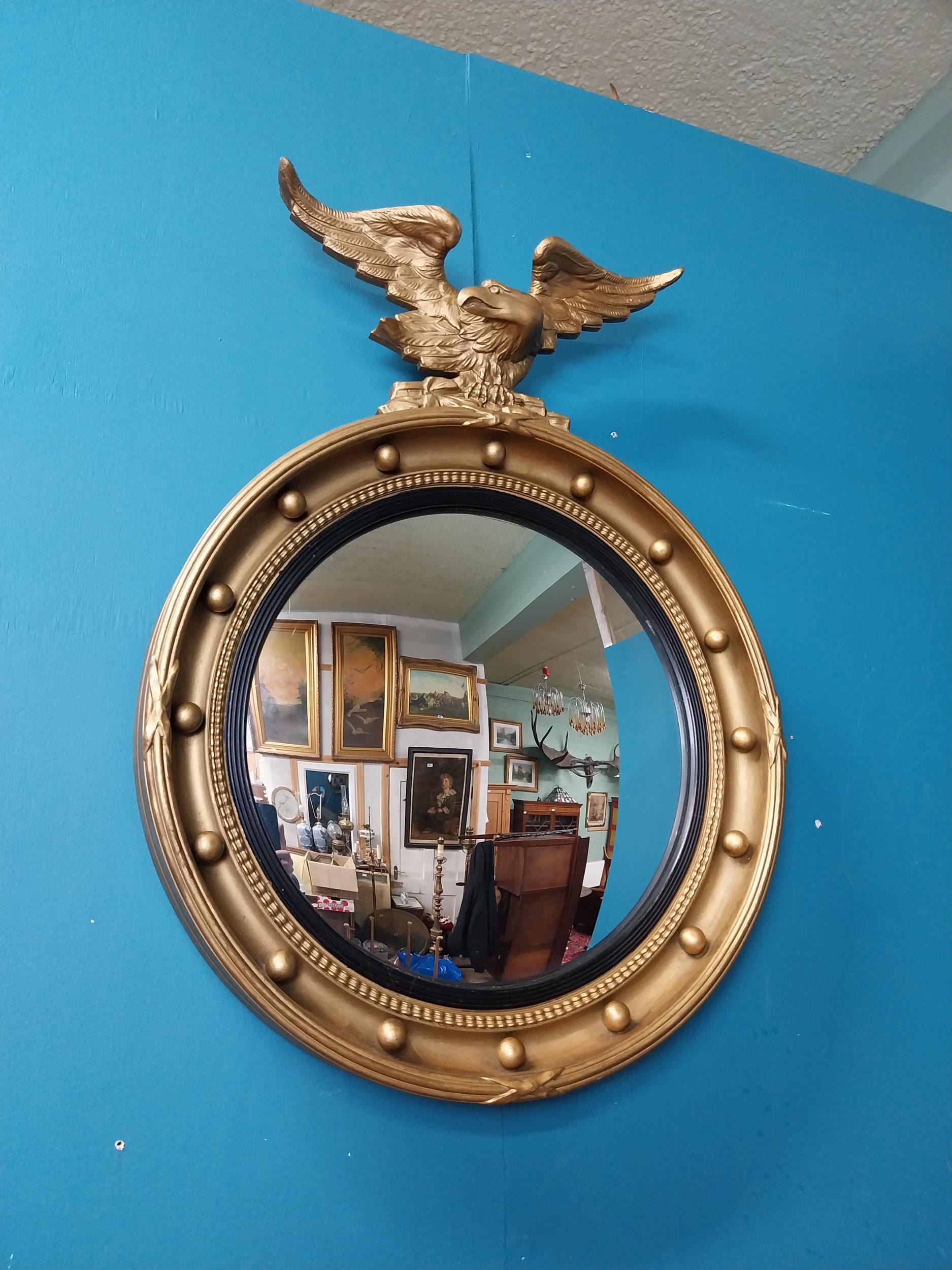 Victorian giltwood convex mirror surmounted by eagle. {63 cm H x 47 cm W}. - Image 2 of 8