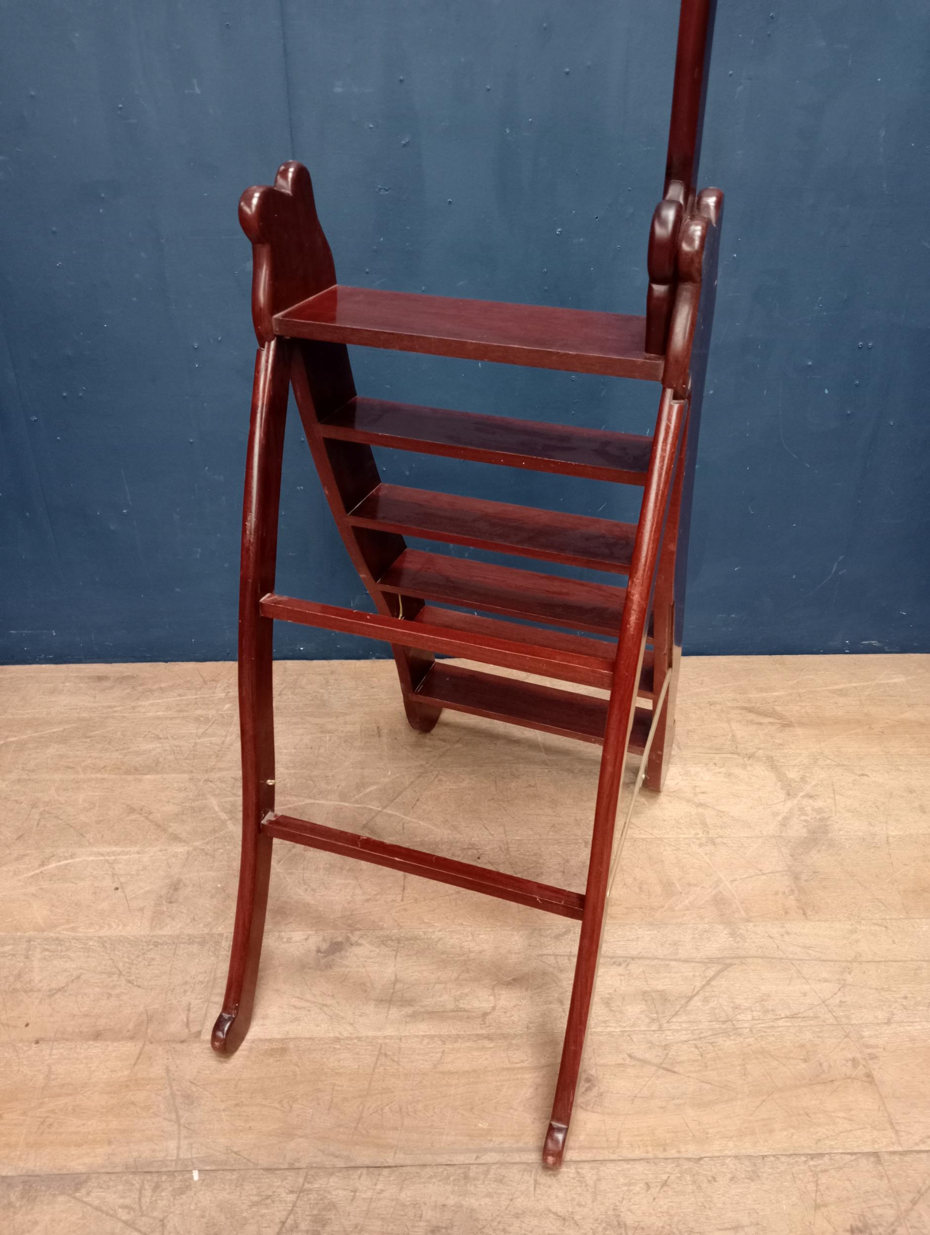 Victorian mahogany folding library steps {H 110cm x W 50cm x D 90cm}. - Image 4 of 6