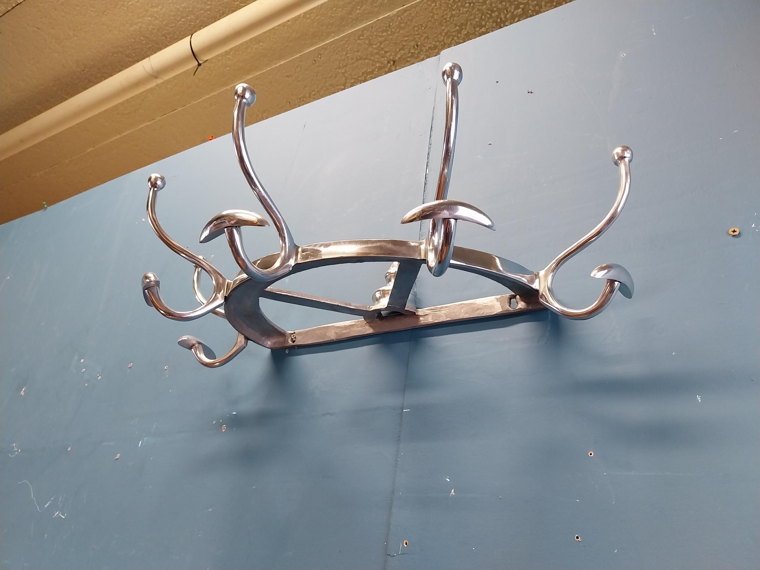 Chrome coat rack {19 cm H x 65 cm W x 34 cm D}. - Image 3 of 6