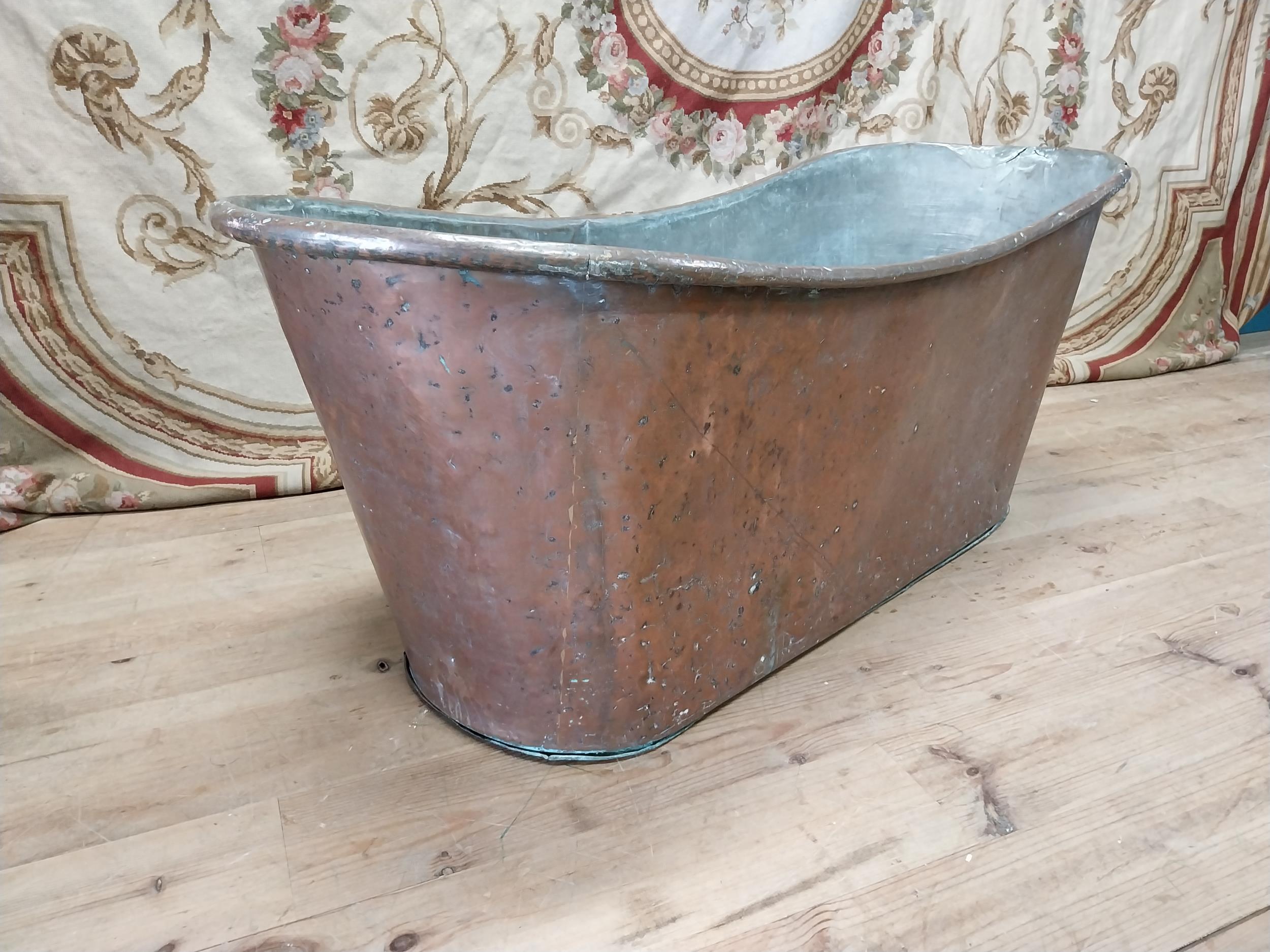 19th C. French copper bath. {62 cm H x 150 cm W x 60 cm D}. - Image 3 of 8