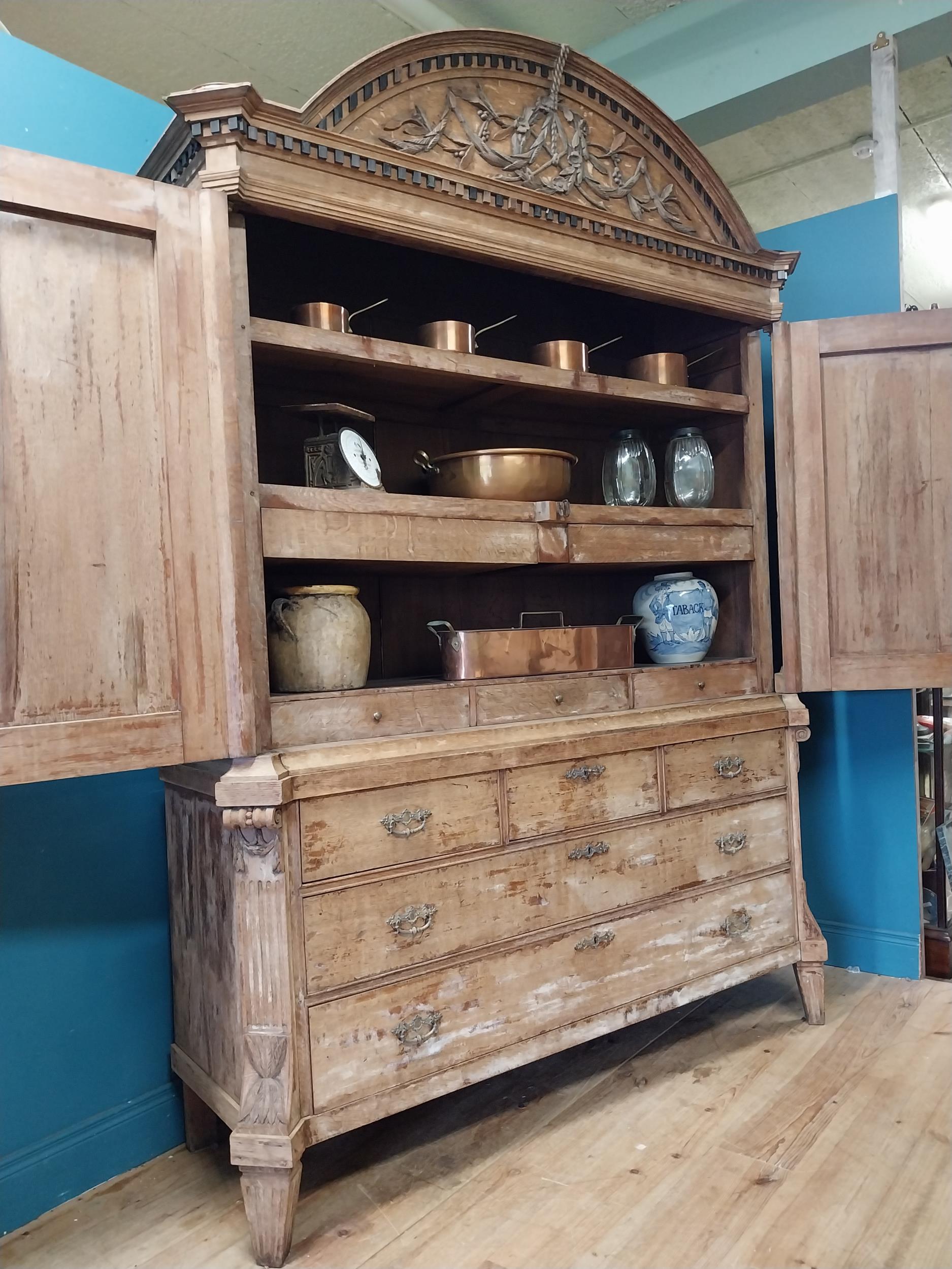 Early 19th C. French oak pantry cupboard {250 cm H x 182 cm W x 60 cm D}. - Image 2 of 10
