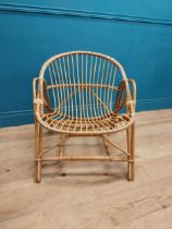 1960's wicker work easy chair. {68 cm H x 64 cm W x 70 cm D}.