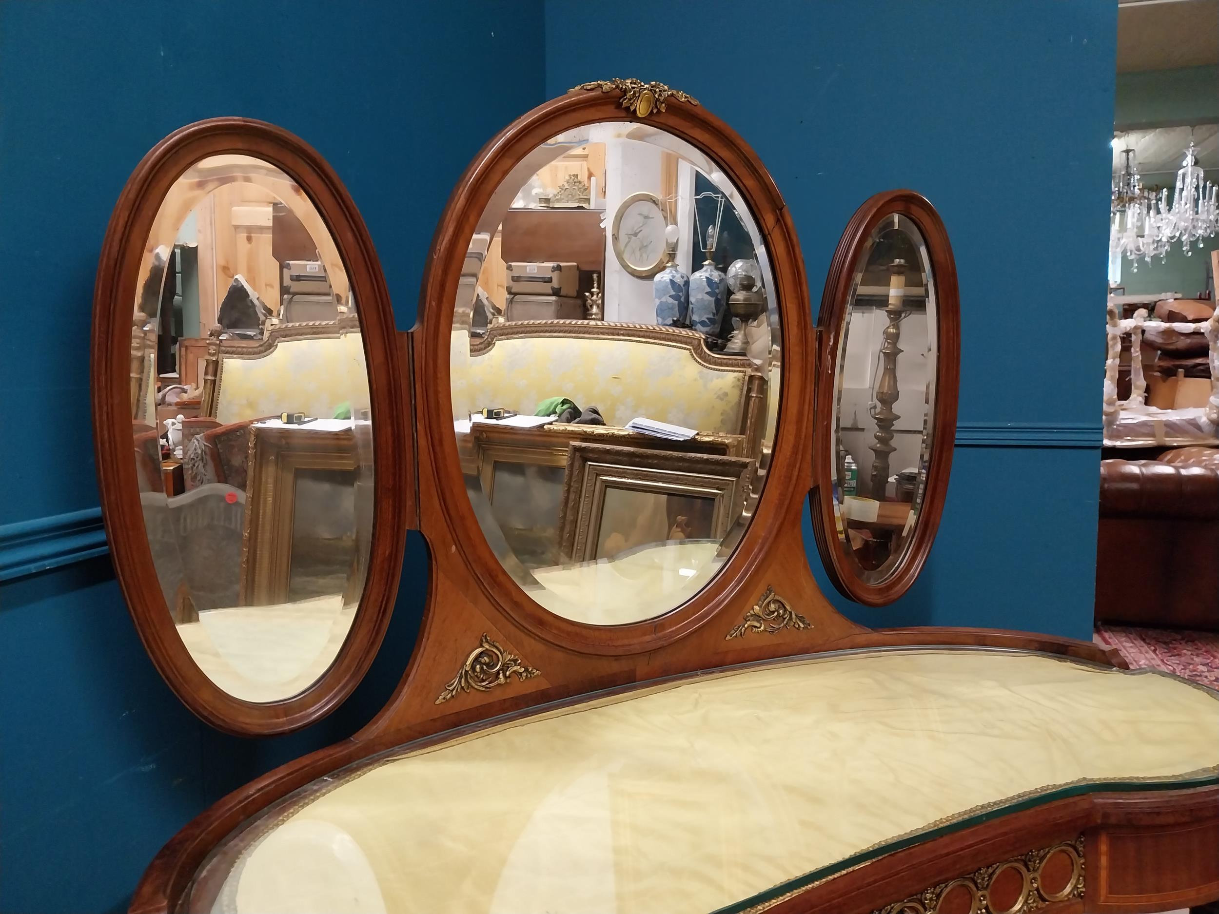 Edwardian Kingwood dressing table with glass top, ormolu mounts and single drawer in the frieze - Image 3 of 9