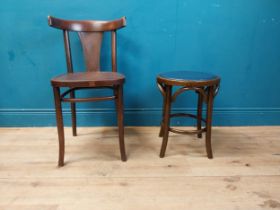1920s bentwood chair and stool {80 cm H x 40 cm W x 47 cm D and 46 cm H x 40 cm Dia.}.