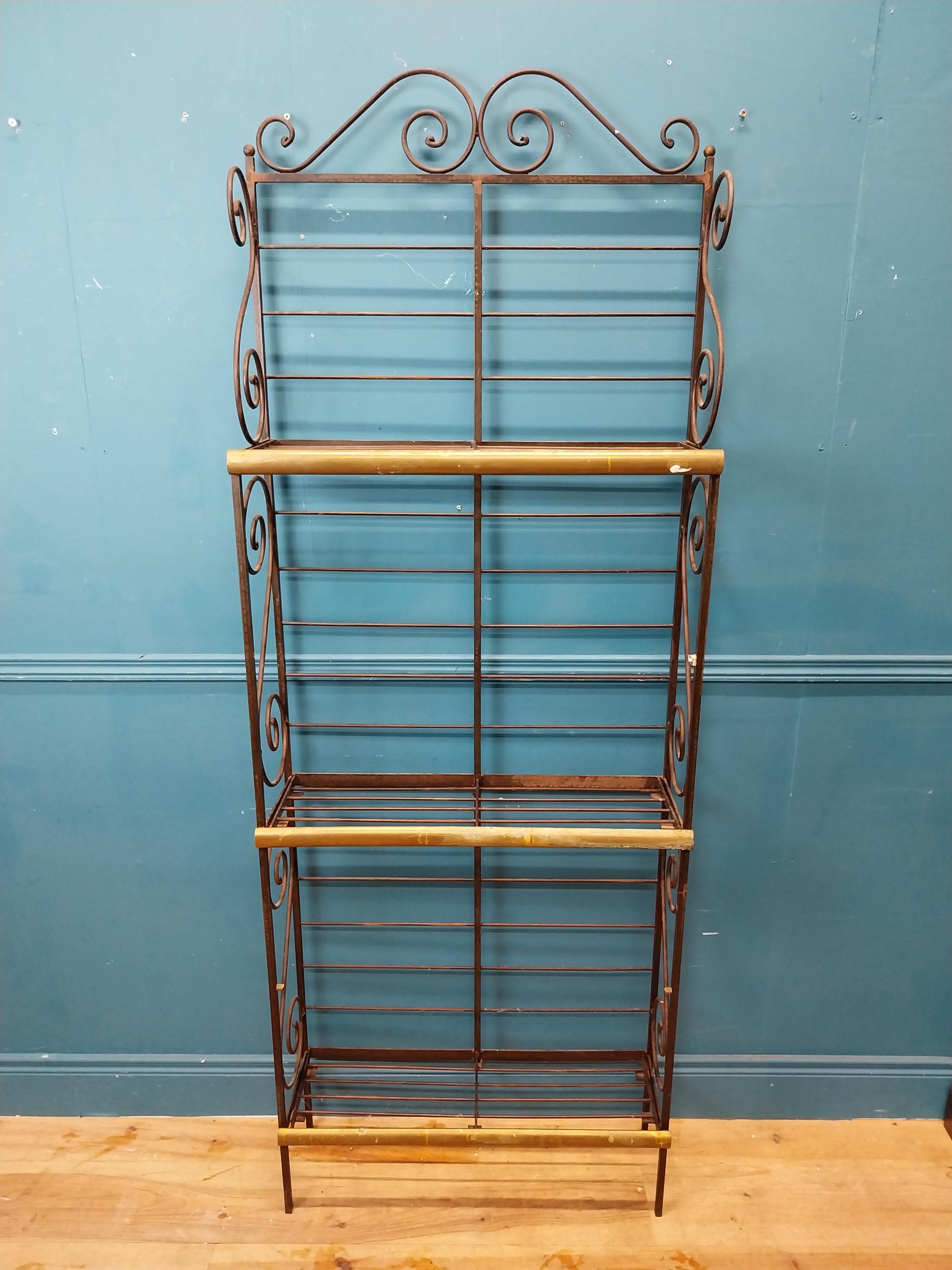 Good quality early 20th C. brass and wrought iron Boulangerie rack. {191 cm H x 70 cm W x 24 cm D}