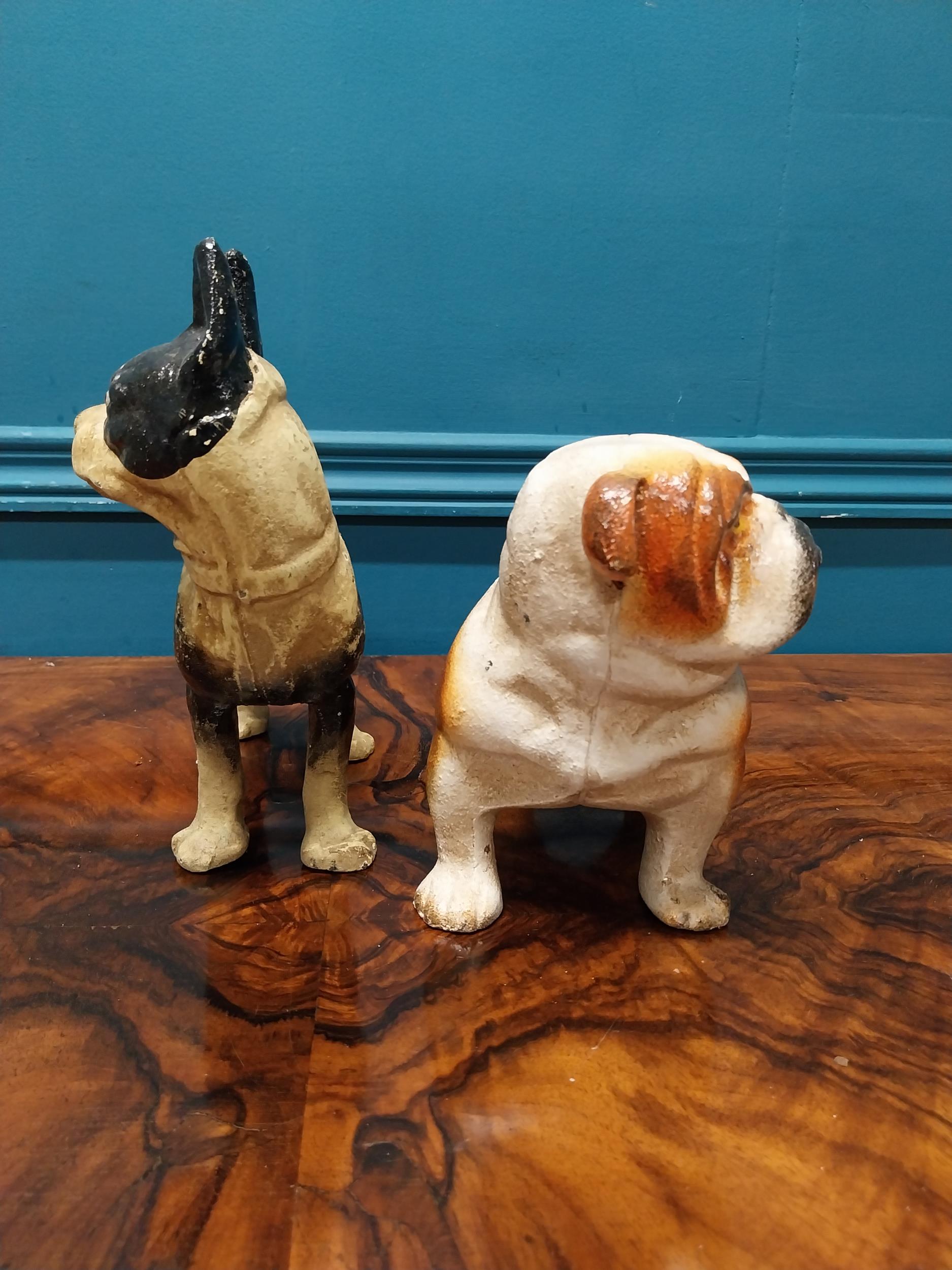 Two painted cast iron models of Dogs. {{16 cm H x 20 cm W x 12 cm D} and {20 cm H x 20 cm W x 10 - Image 3 of 3