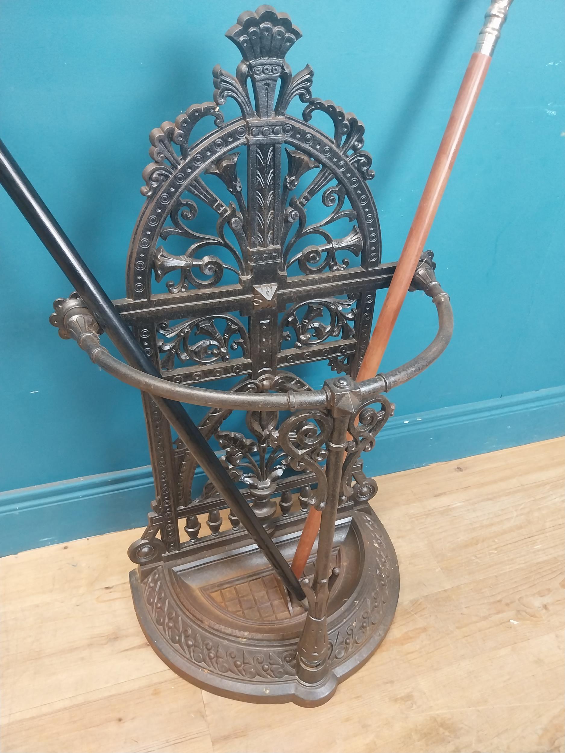 19th C. cast iron Coalbrookdale stick stand. {90 cm H x 53 cm W x 30 cm D}. - Image 6 of 9