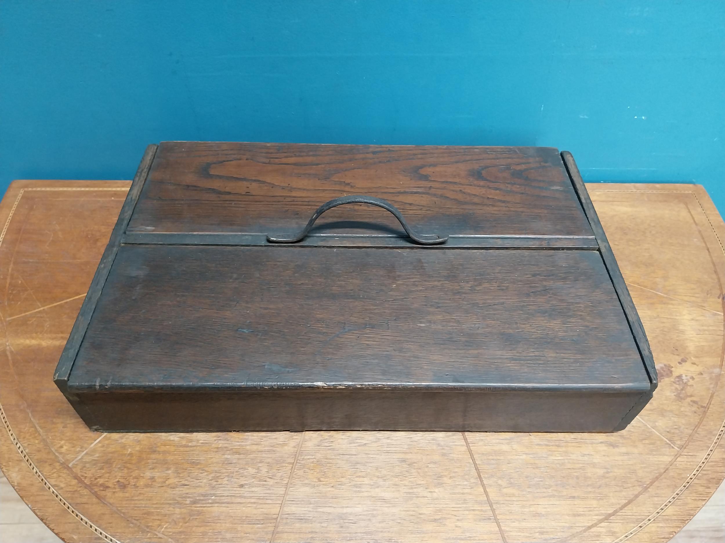 19th C. mahogany cutlery box with metal handle. {12 cm H x 20 cm W x 14 cm D}. - Image 2 of 6