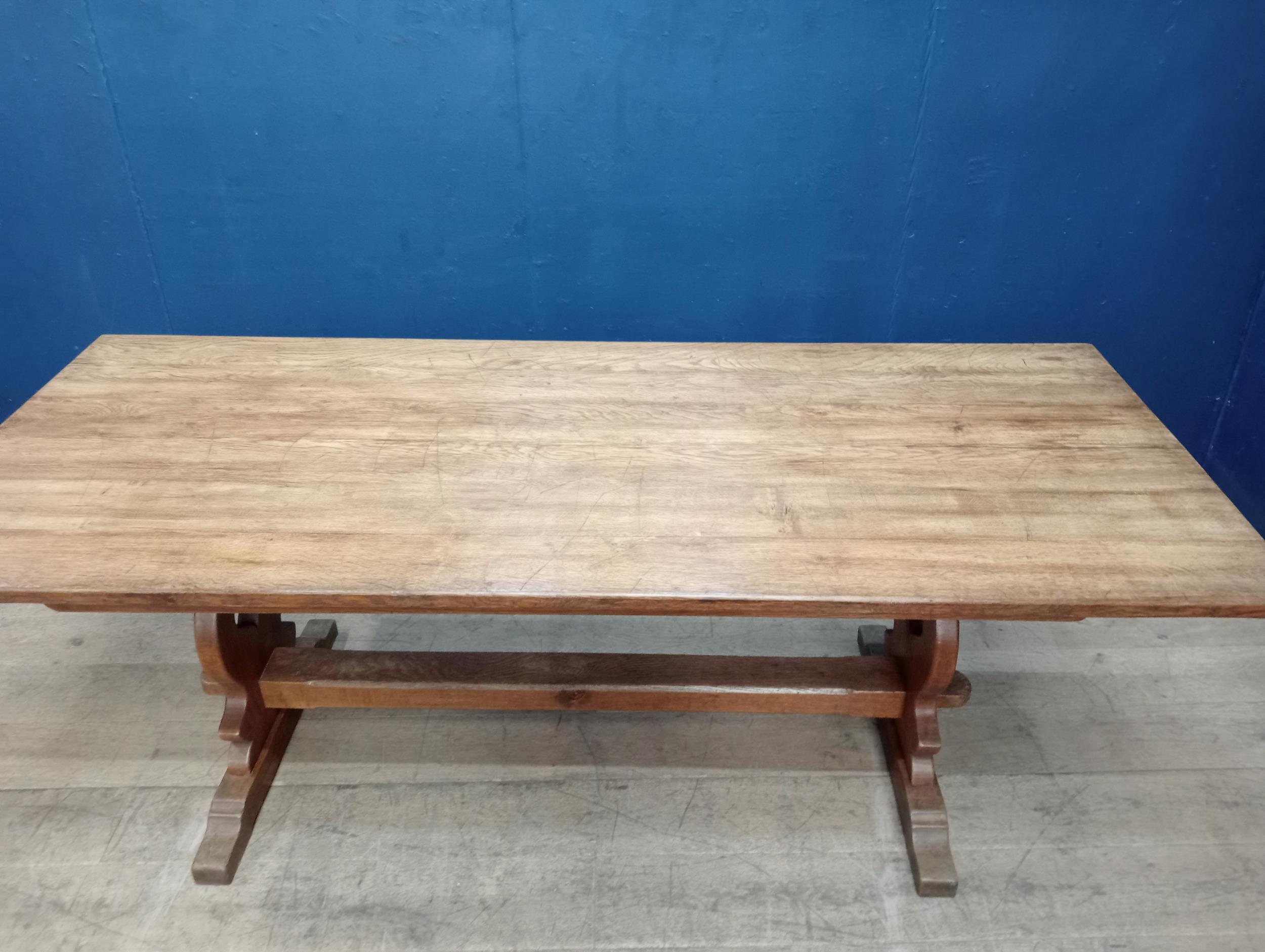 Large oak refectory table {H 75cm x W 212cm x D 87cm}. - Image 5 of 5