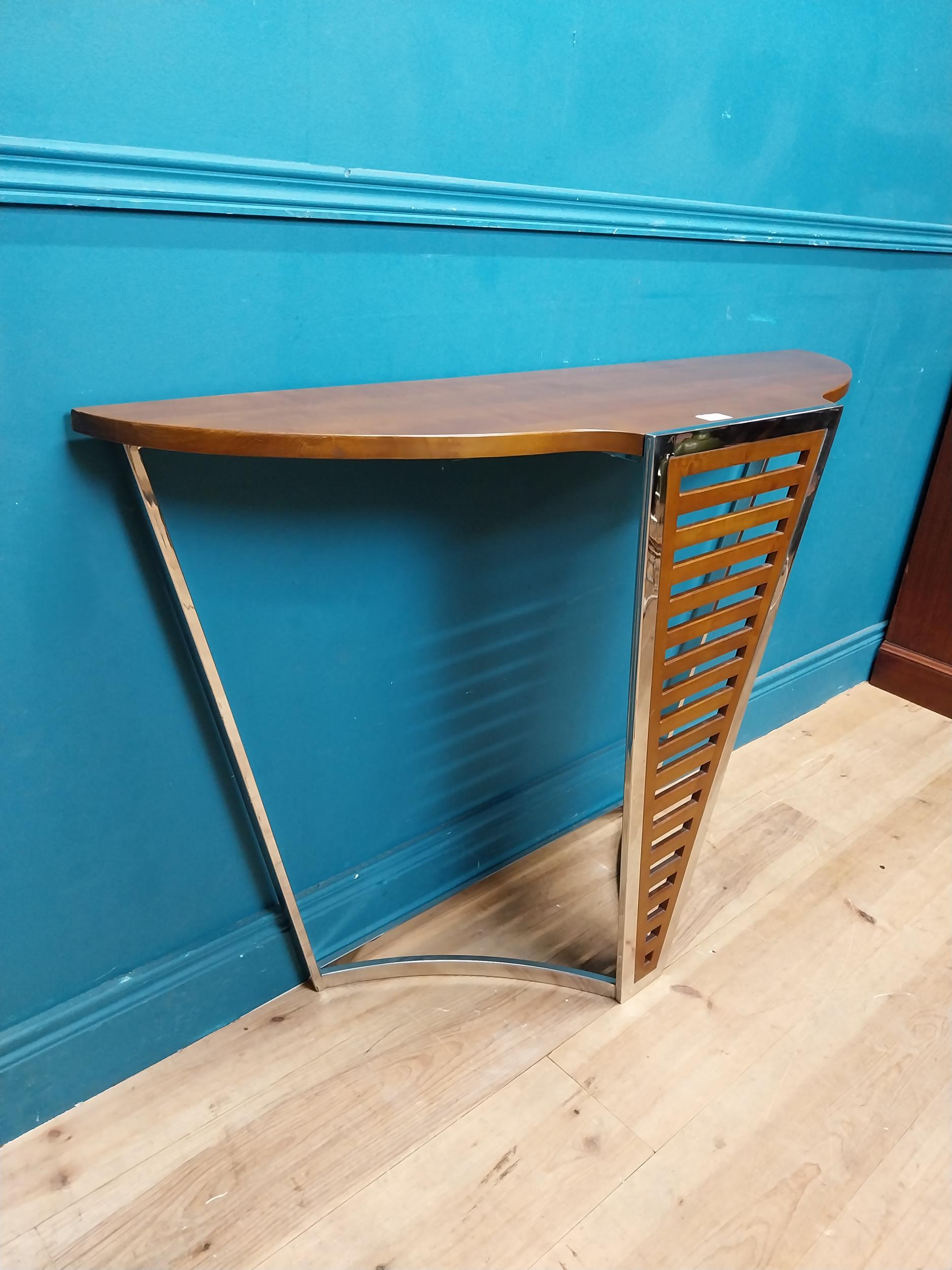 Exceptional quality chrome and walnut console table in the Art Deco style {}. - Image 4 of 5