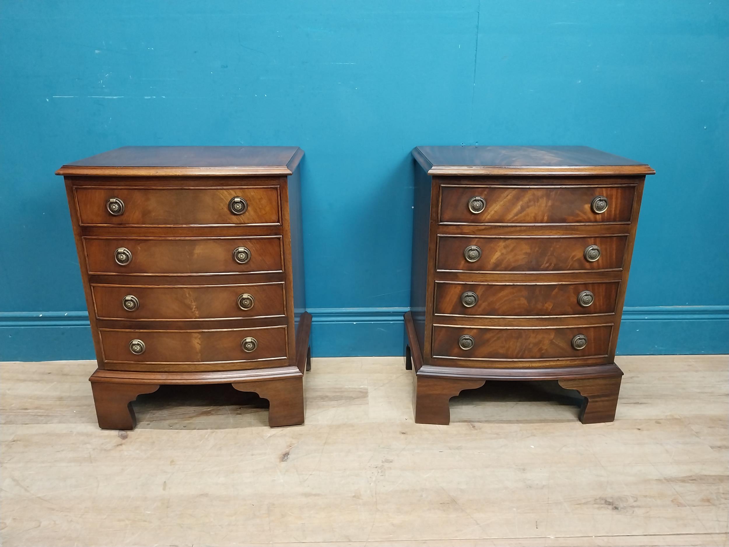 Pair of good quality mahogany beside chest of drawers on bracket feet.{60 cm H x 46 cm W x 35 cm - Image 2 of 6