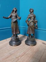 Pair of 19th C. spelter figures {36 cm H x 13 cm Dia.}.