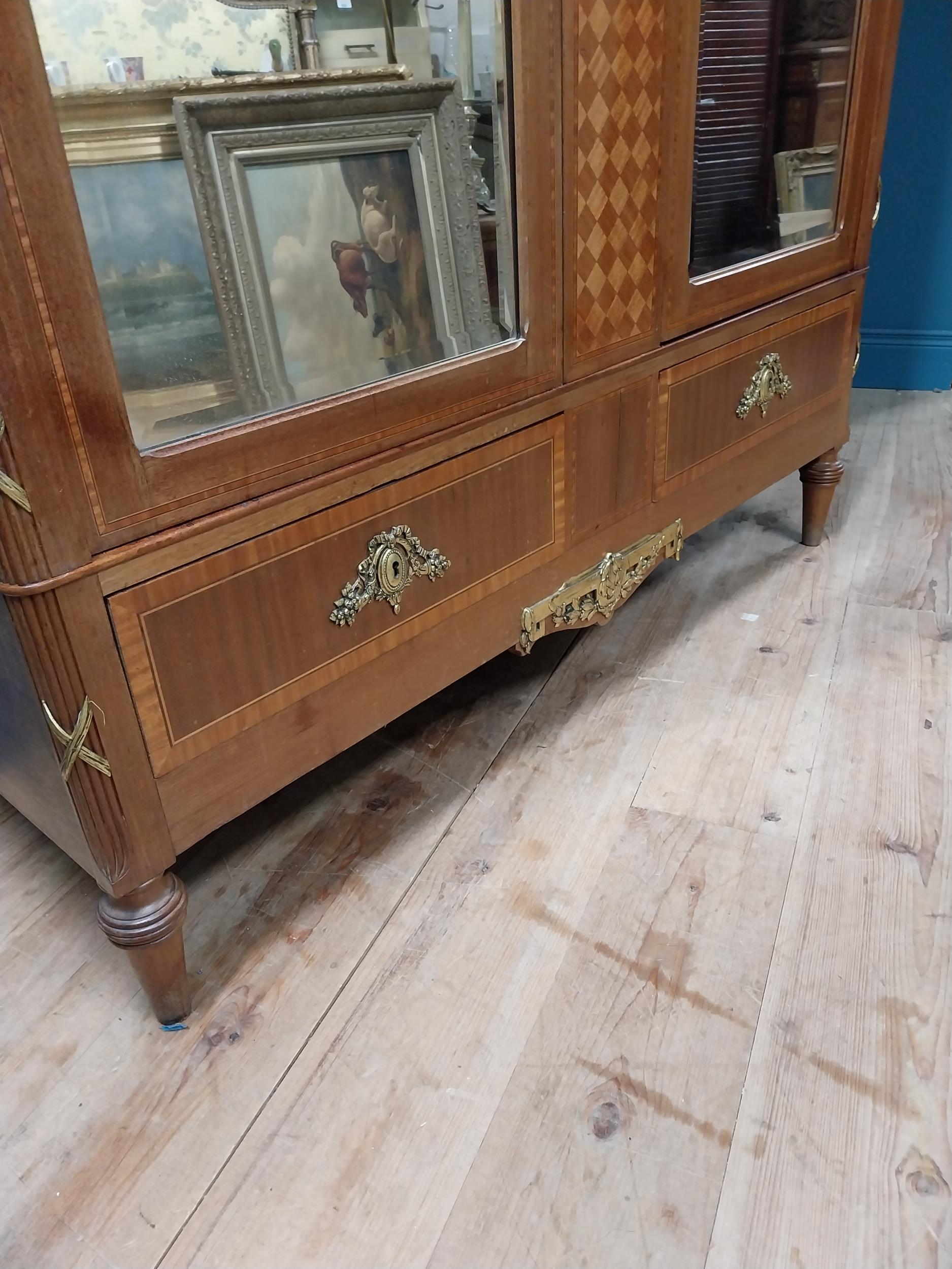 Good quality Edwardian Kingwood wardrobe with two mirrored doors over two drawers and ormolu mounted - Image 7 of 10