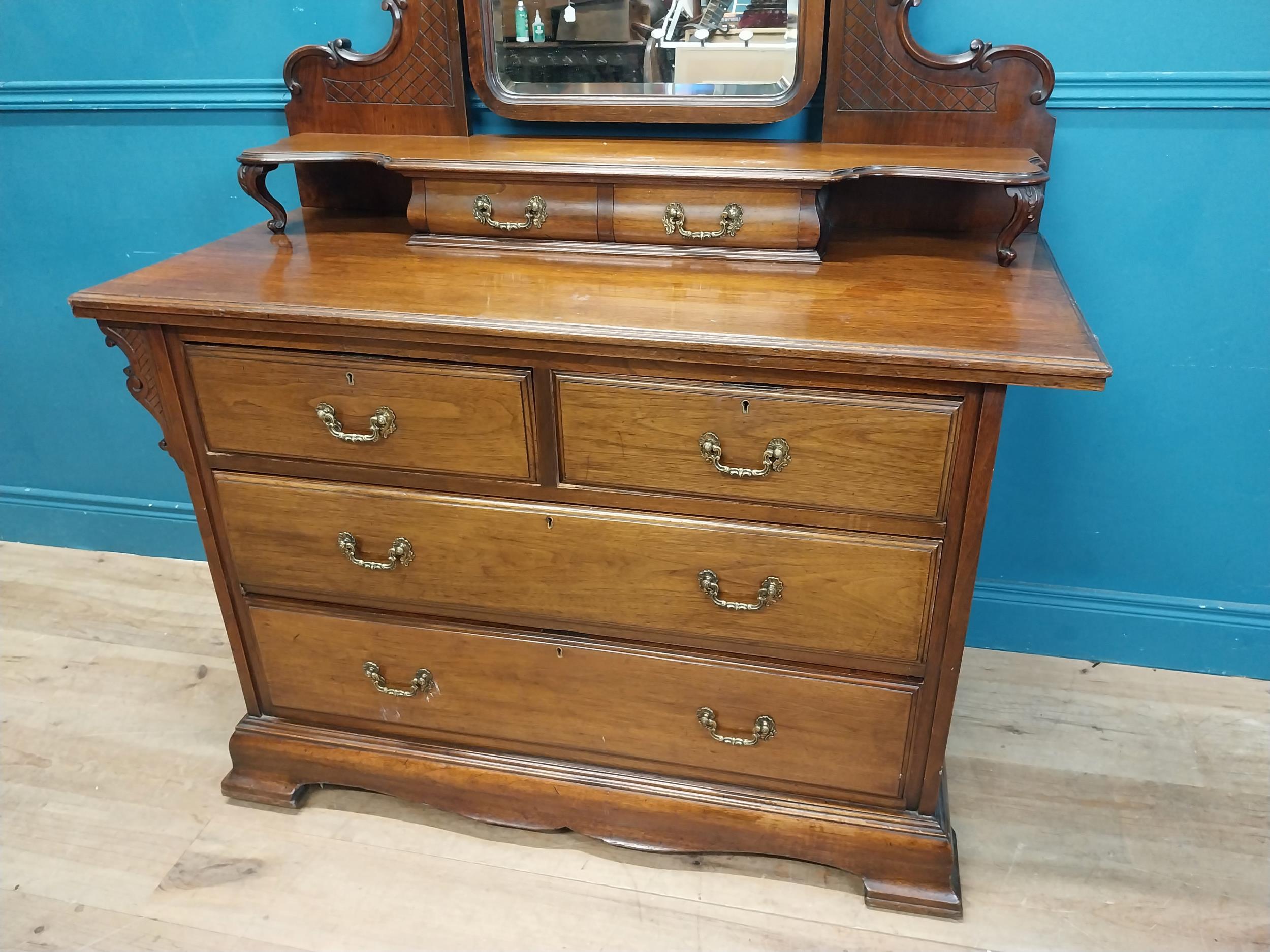 Good quality Edwardian mahogany dressing table with mirrored back above two short drawers and two - Image 5 of 8