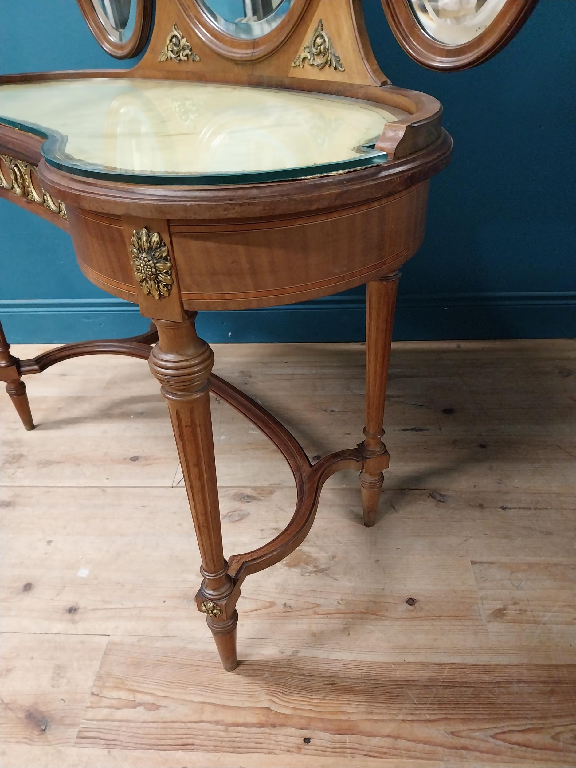 Edwardian Kingwood dressing table with glass top, ormolu mounts and single drawer in the frieze - Image 7 of 9