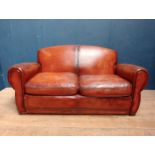 French club leather two seater sofa {H 80cm x W 160cm x D 80cm}.