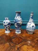 Three 19th C. blue and white oriental vases. {25 cm H, 24 cm H and 18 cm H}.