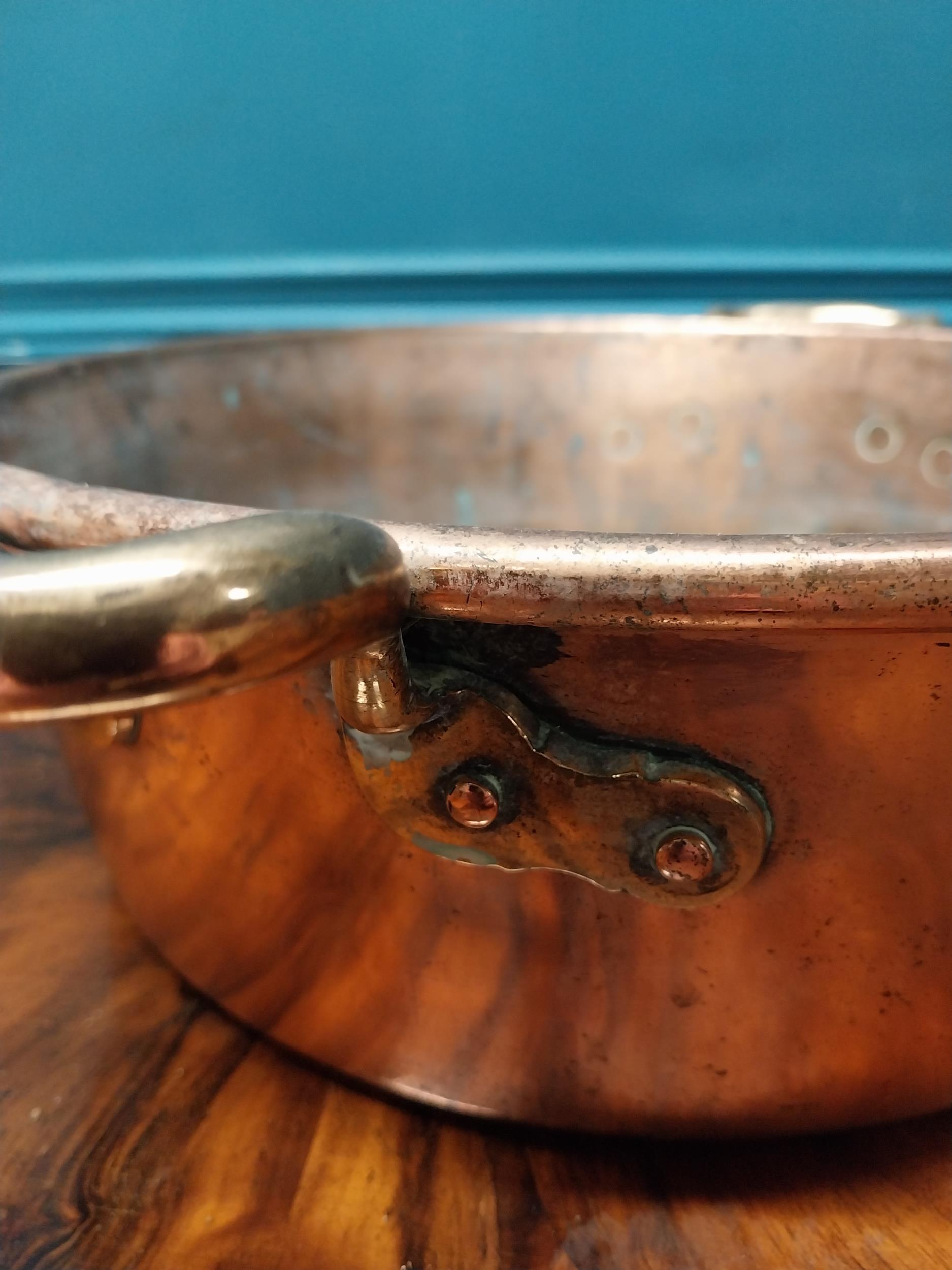 19th C. copper and brass preserving pan. {11 cm H x 43 cm W x 33 cm D}. - Image 4 of 4