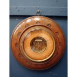 Mahogany barometer {Dia 34cm x D 5cm }.