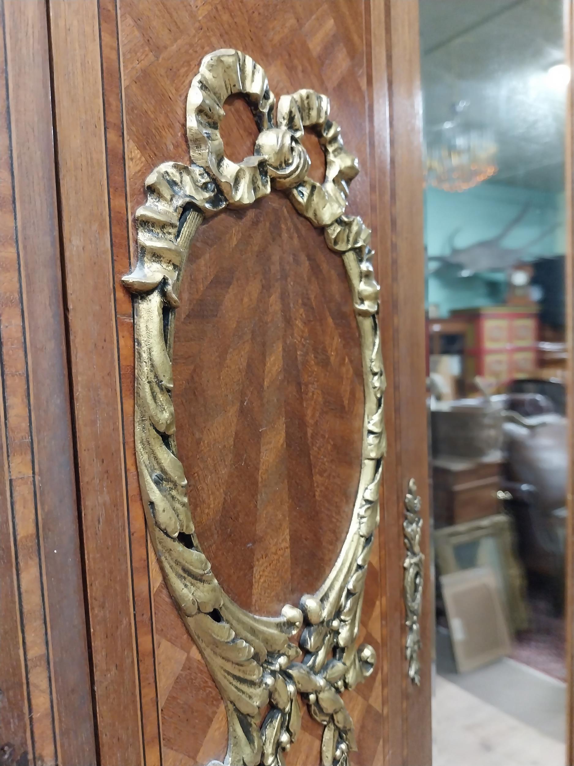 Good quality Edwardian Kingwood wardrobe with two mirrored doors over two drawers and ormolu mounted - Image 4 of 10