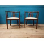Pair of Edwardian mahogany armchairs with upholstered seats {73 cm H x 53 cm W x 55 cm D}.7