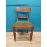19th C. mahogany side chair raised on turned legs with upholstered seat. {91 cm H x 53 cm W x 42