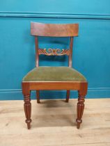 19th C. mahogany side chair raised on turned legs with upholstered seat. {91 cm H x 53 cm W x 42