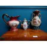 Vintage ceramic water jug, vase and coffee pot {28 cm H, 20 cm H and 16 cm H}.