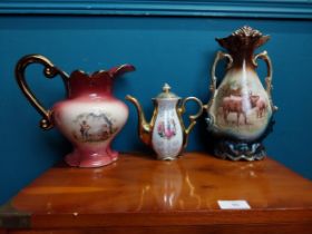 Vintage ceramic water jug, vase and coffee pot {28 cm H, 20 cm H and 16 cm H}.