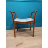 Edwardian satinwood stool with upholstered tapestry seat. {64 cm H x 60 cm W x 40 cm D}.