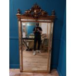 19th C. French gilt mirror with floral decoration and etched surrounds surmounted with cherubs. {180