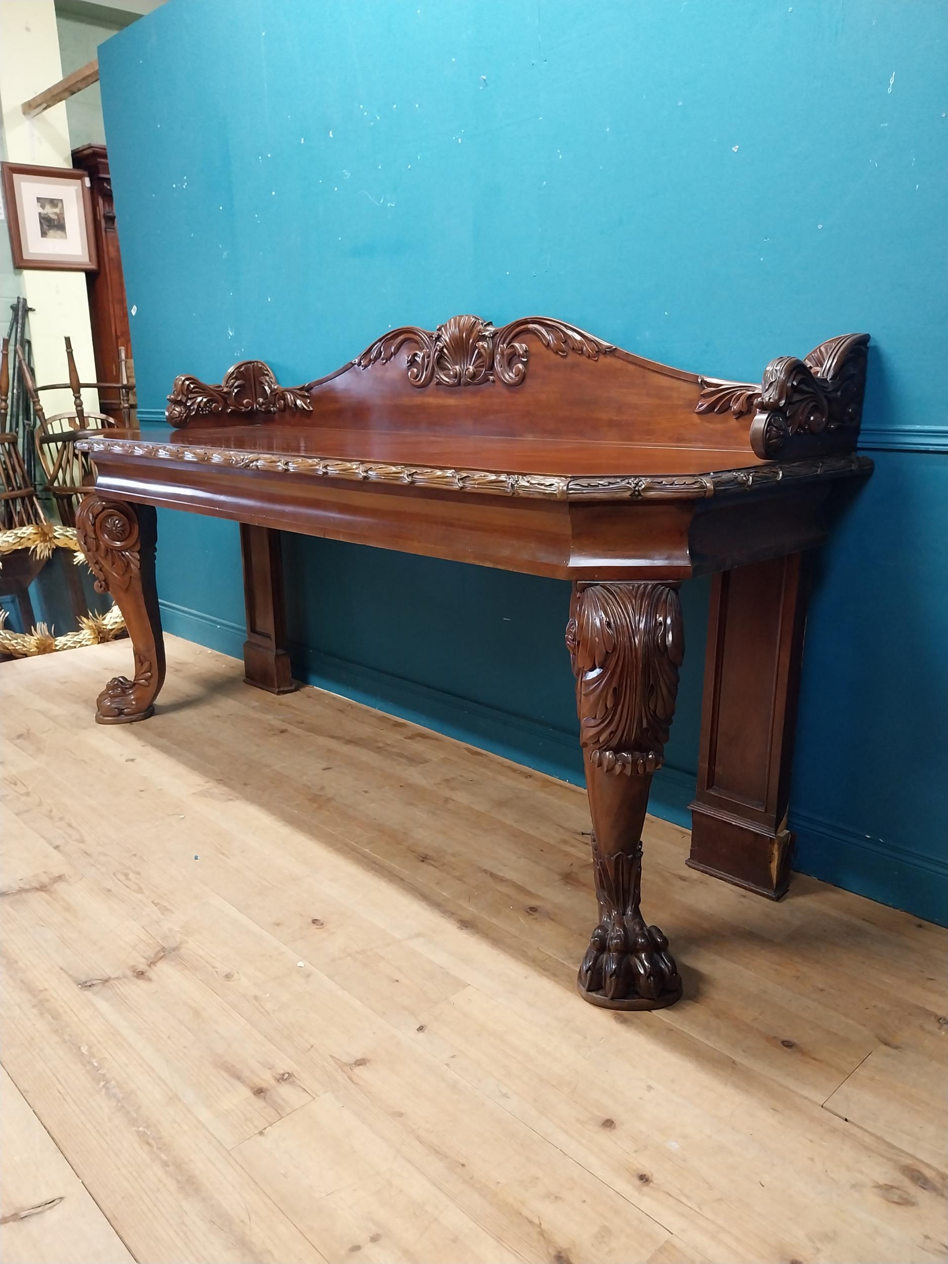 Good quality Irish William IV mahogany server with carved gallery back raised on carved cabriole - Image 2 of 8