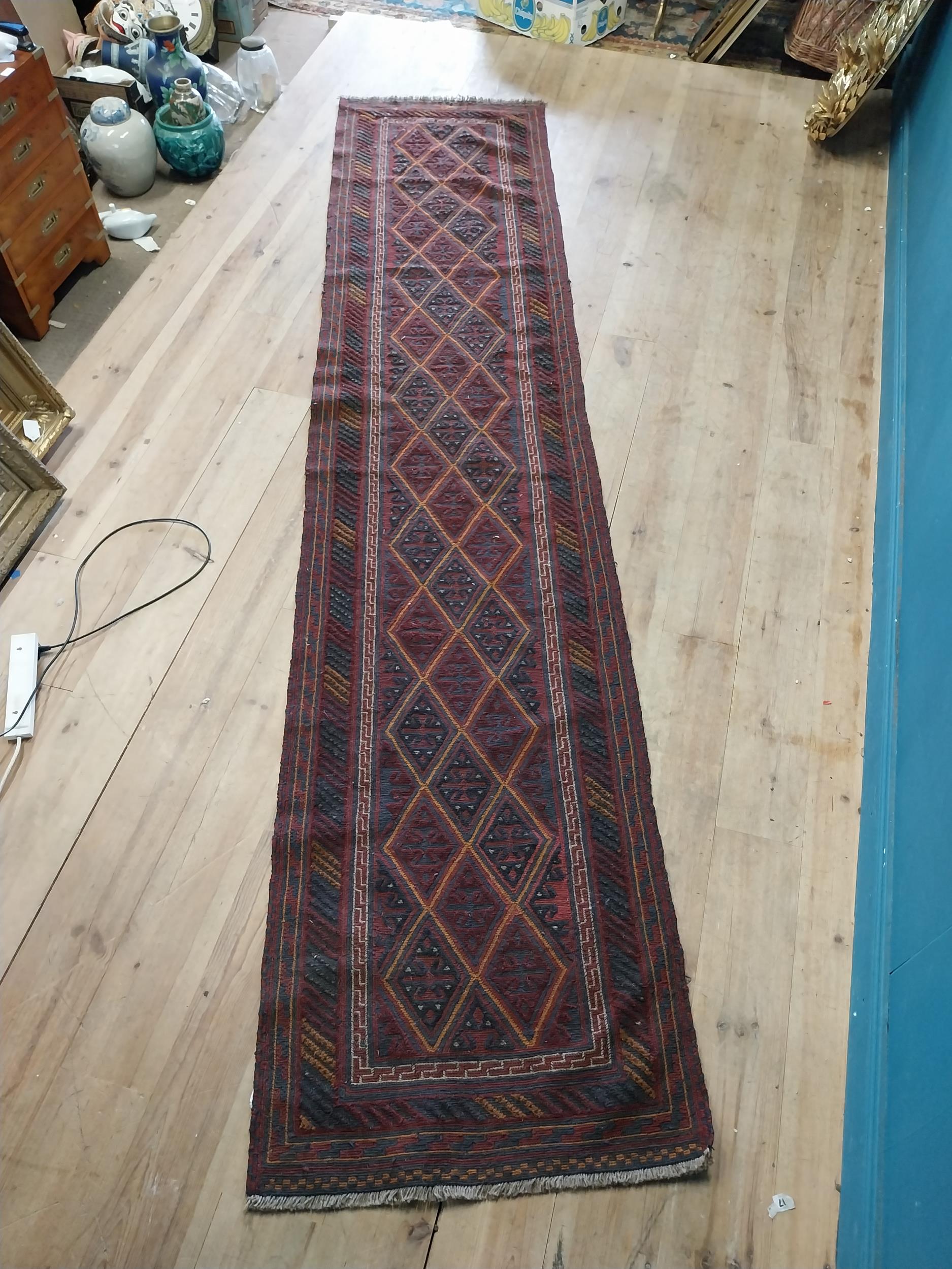 Decorative Persian carpet runner. {370 cm L x 80 cm W}. - Bild 2 aus 4