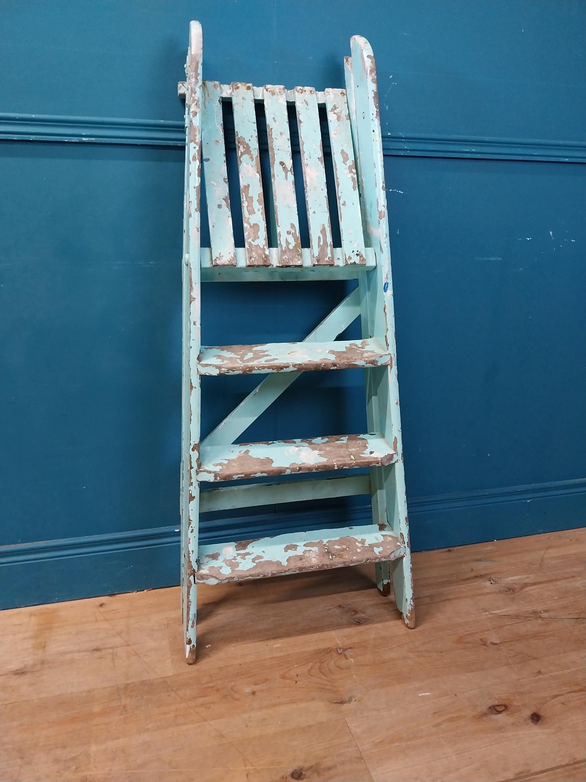 Early 20th C. painted pine ladder {114 cm H x 50 cm W x 60 cm D}.