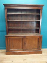 19th C. mahogany open bookcase with two doors underneath. {208 cm H x 166 cm W x 45 cm D}.