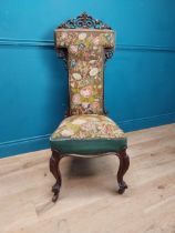 Good quality rosewood side chair with upholstered tapestry seat raised on shaped feet with