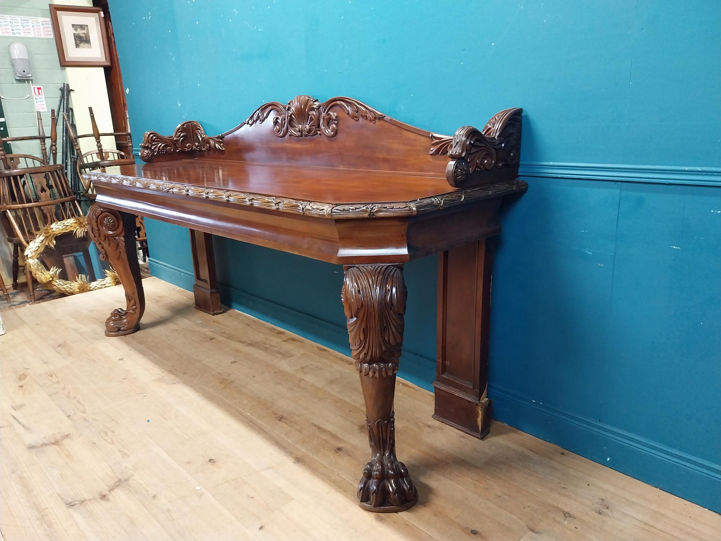 Good quality Irish William IV mahogany server with carved gallery back raised on carved cabriole - Image 3 of 8