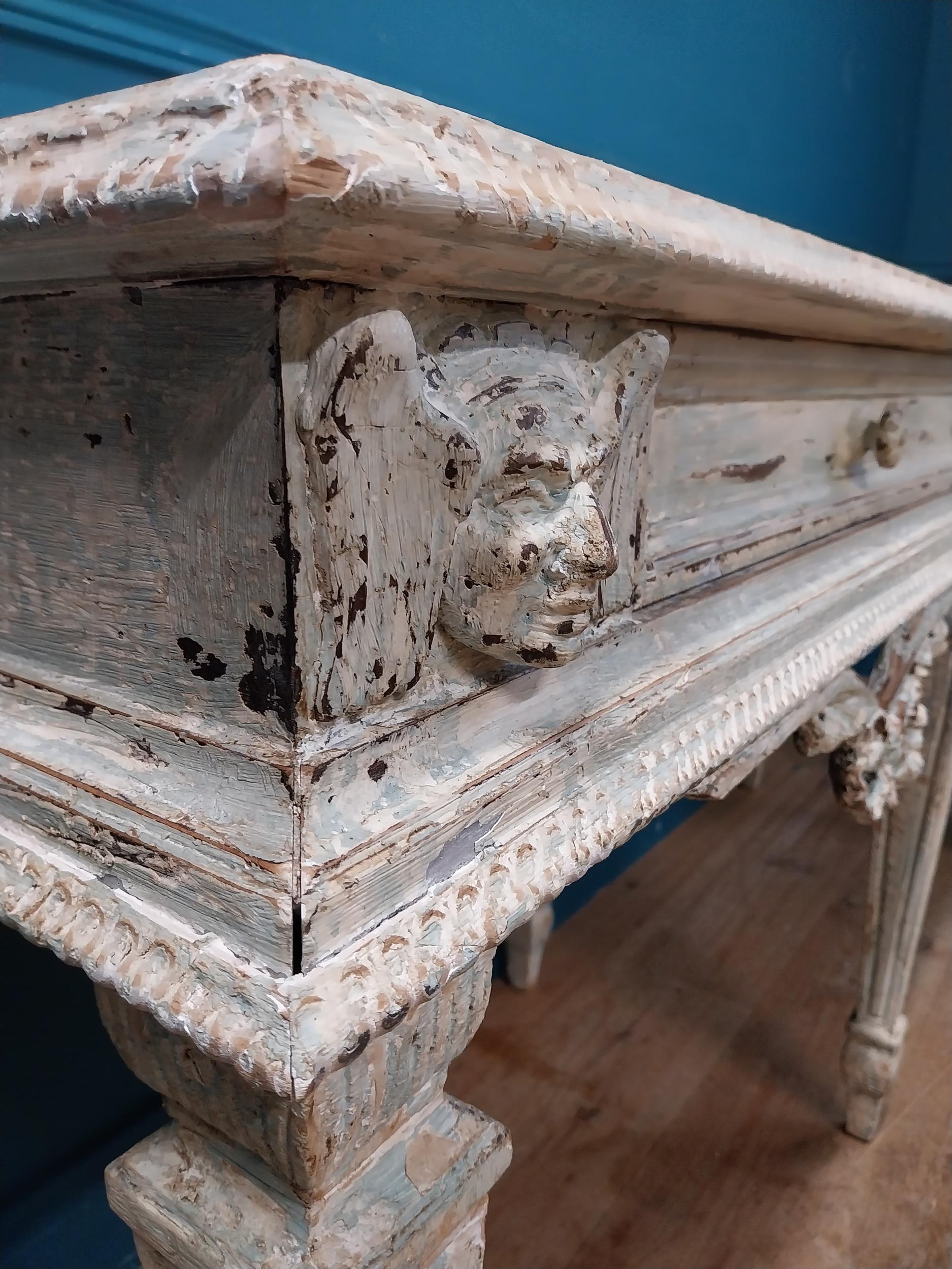 Good quality French painted pine console table with two drawers in the frieze raised on square - Image 8 of 10