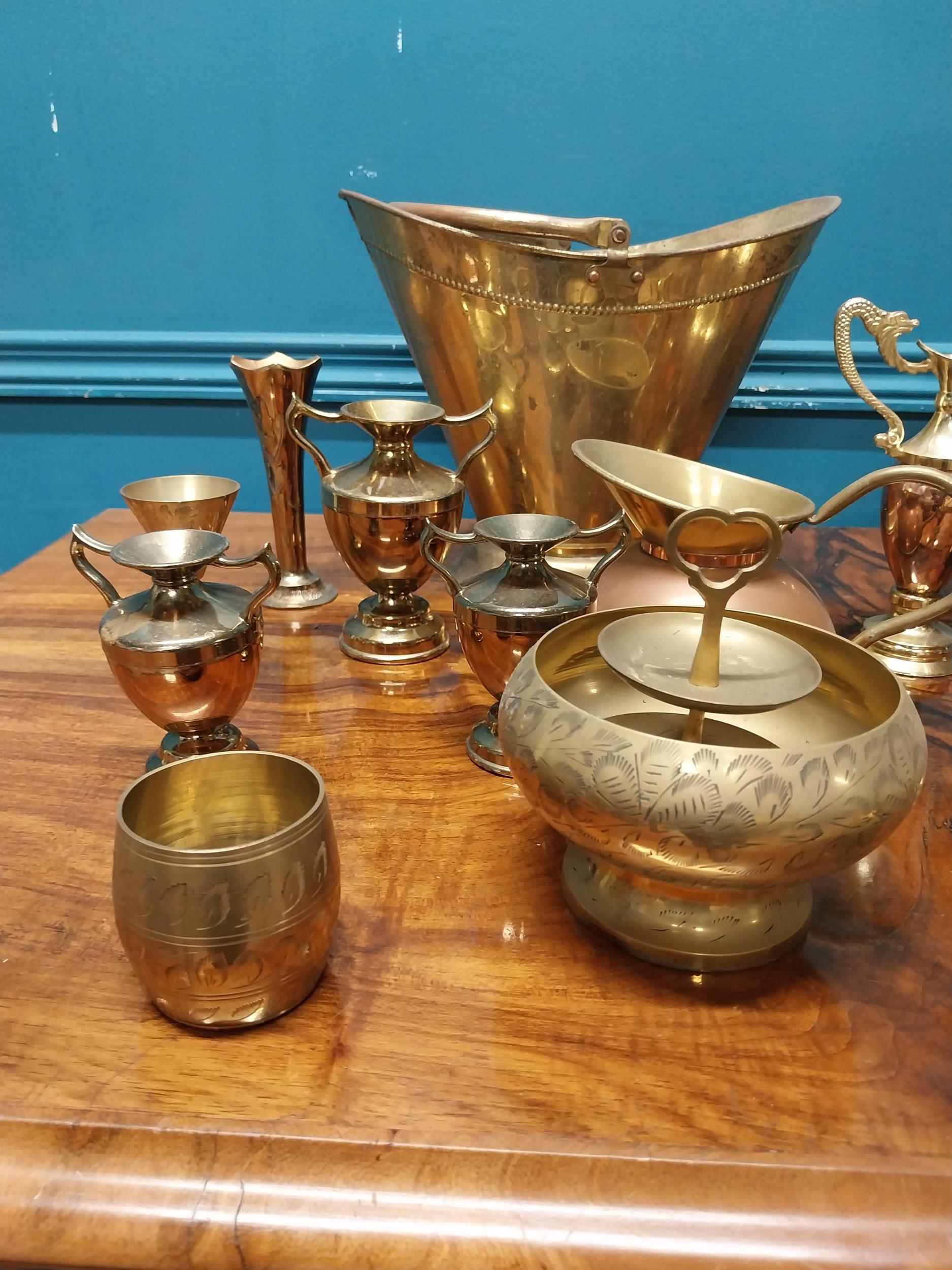 Large collection of 1950's brass including vases, bowls etc. - Image 7 of 9