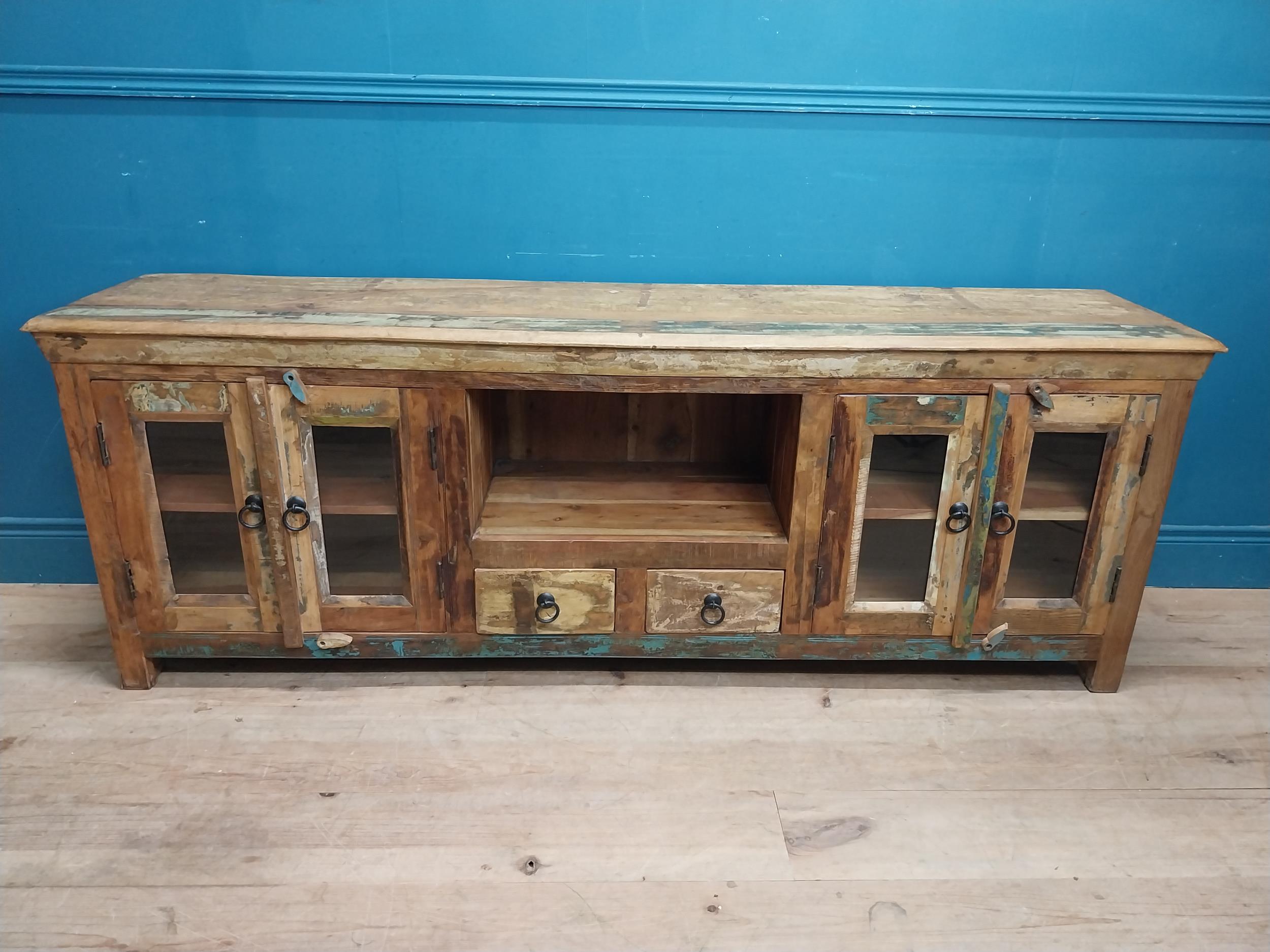 Decorative wooden side cabinet with metal mounts and handles with four glazed doors, two short - Bild 2 aus 7