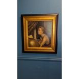 Ken Hamilton Portait of a Lady oil on board mounted in frame {48 cm H x 42 cm W}.