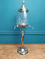 Art Deco Silver plate and glass four tap Absinthe dispenser {}.