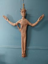 Early 20th C. bronze depiction of Christ on a cross {156 cm H x 86 cm W}.